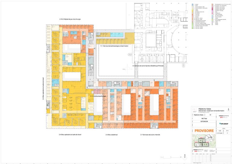 Plans d’agrandissement 200ème, niveaux U,A,B et C Infrastuctures de l